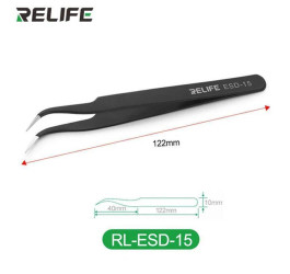 Пинцет RELIFE RL-ESD-15 изогнутый (антистатический)