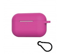 Чехол для наушников Soft-Touch AirPods PRO с логотипом с карабином (ярко-розовый)