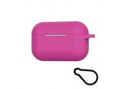 Чехол для наушников Soft-Touch AirPods PRO с логотипом с карабином (ярко-розовый)