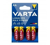 Батарейка алкалиновая VARTA LONGLIFE MAX POWER LR6 BL4 4/AA (блистер 4 штуки)