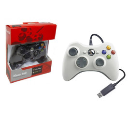 Геймпад проводной для X-BOX 360 белый (упаковка красная, картон)