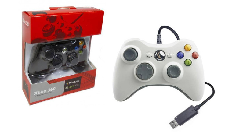 Геймпад проводной для X-BOX 360 белый (упаковка красная, картон)