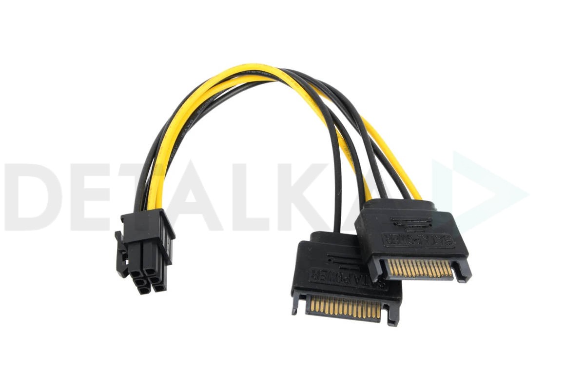 Кабель для блока питания 2 х SATA Power (папа) - PCI-E (папа) 6pin в  Детальке купить,