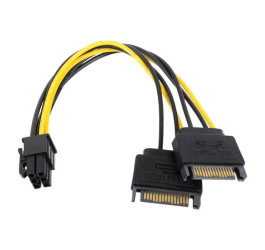 Кабель для блока питания 2 х SATA Power (папа) - PCI-E (папа) 6pin