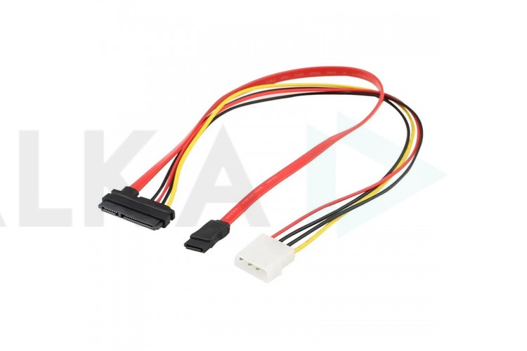 Кабель для накопителя SATA+Molex (мама) - SATA+SATA Power (мама)