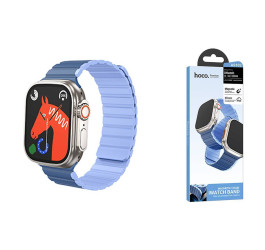 Ремешок для Apple Watch HOCO AS102 Жидкий силиконовый магнитный ремешок для часов iWatch (38/40/41 мм) (темно-синий со светло-голубым)