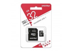 Карта памяти microSDHC Smartbuy 32 GB (class 10) с адаптером (SB32GBSDCL10-01LE)