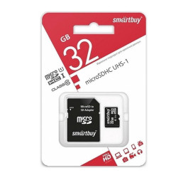 Карта памяти microSDHC Smartbuy 32 GB (class 10) с адаптером (SB32GBSDCL10-01LE)