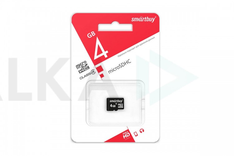 Карта памяти microSDHC Smartbuy 4 GB (class 10) без адаптера (SB4GBSDCL10-00)