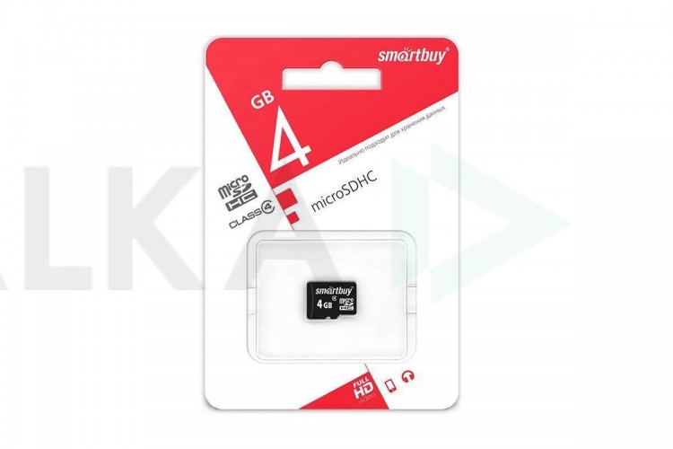 Карта памяти microSDHC Smartbuy 4 GB (class 10) без адаптера (SB4GBSDCL10-00)