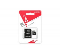 Карта памяти microSDHC Smartbuy 4 GB (class 10) с адаптером