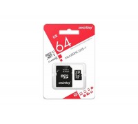 Карта памяти microSDXC Smartbuy 64 GB UHS-1 (сlass 10) с адаптером (SB64GBSDCL10-01)