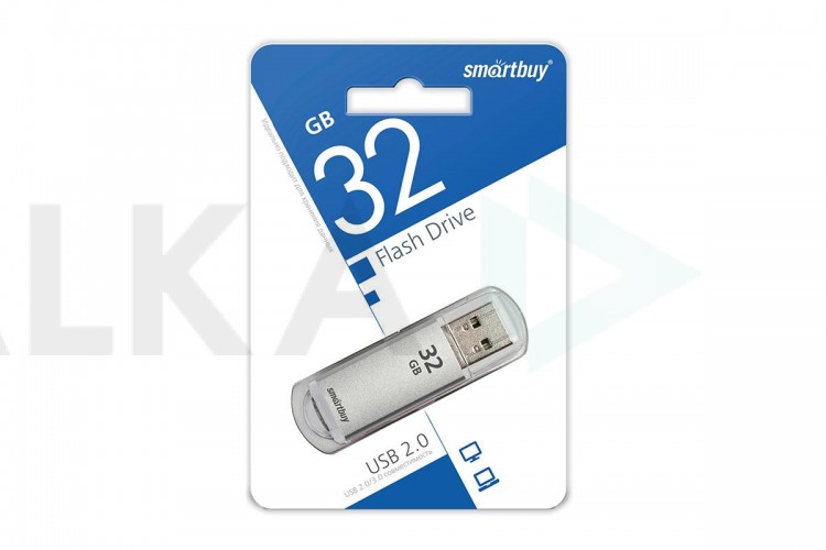 Флешка USB 2.0 Smartbuy 32GB V-Cut Silver (SB32GBVC-S)