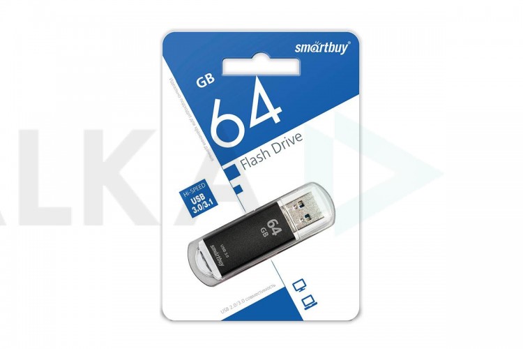 Флешка USB 2.0 Smartbuy 64GB V-Cut Black (SB64GBVC-K)