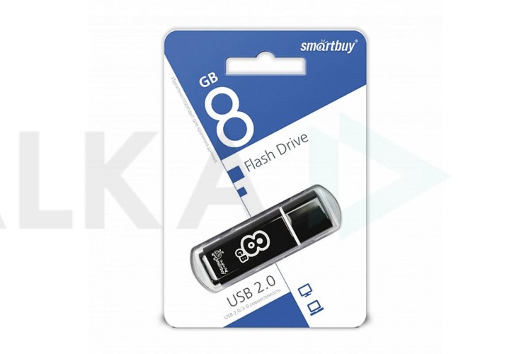 Флешка USB 2.0 Smartbuy 8GB Glossy series Black (SB8GBGS-K)