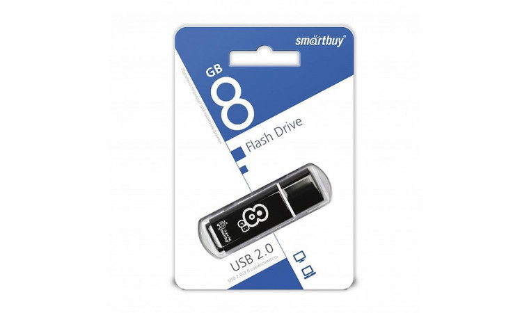 Флешка USB 2.0 Smartbuy 8GB Glossy series Black (SB8GBGS-K)