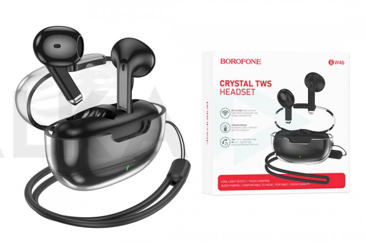 Наушники вакуумные беспроводные BOROFONE BW46 Ice flake  true wireless BT headset Bluetooth (черный)