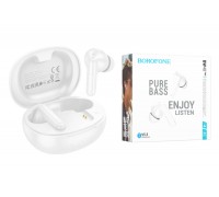 Наушники вакуумные беспроводные BOROFONE BW48 Enlighten  true wireless BT headset Bluetooth (белый)