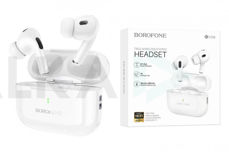 Наушники вакуумные беспроводные BOROFONE BW59 True wireless stereo headset (белый)