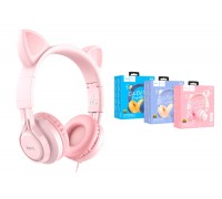 Наушники мониторные проводные HOCO W36 Cat ear wireless headphones Bluetooth (розовый)
