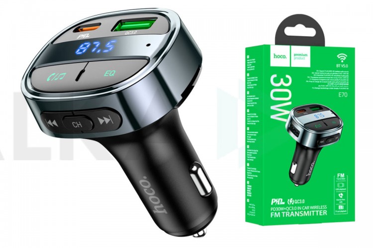 FM-Модулятор HOCO E70 PD30W + QC3.0 car BT FM transmitter