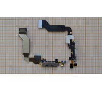 Шлейф для iPhone 4s с разъемом зарядки + микрофон (черный)