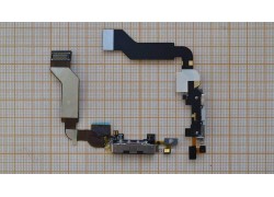 Шлейф для iPhone 4s с разъемом зарядки + микрофон (черный)
