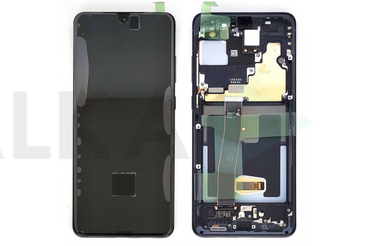 Дисплей для Samsung G988F Galaxy S20 Ultra Black в сборе с тачскрином + рамка, 100%