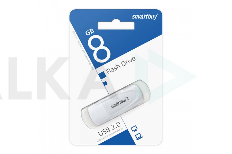 Флешка USB 2.0 SmartBuy 8GB Scout White (SB008GB2SCW)