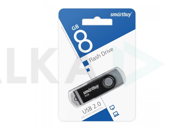 Флешка USB 2.0 SmartBuy 8GB Twist Black (SB008GB2TWK)