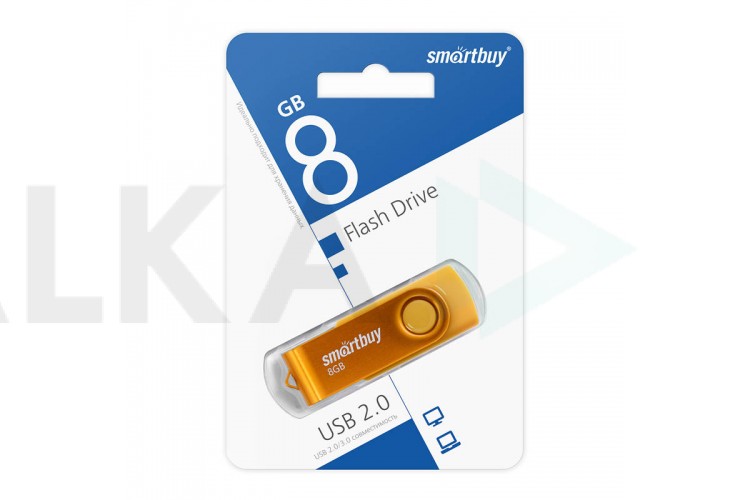 Флешка USB 2.0 SmartBuy 8GB Twist Yellow (SB008GB2TWY)