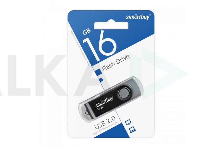 Флешка USB 2.0 SmartBuy Twist Black 16GB (SB016GB2TWK)