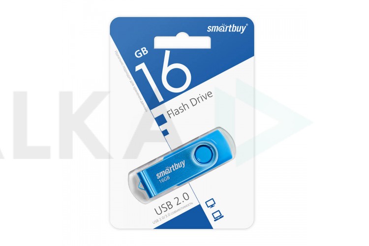 Флешка USB 2.0 SmartBuy Twist Blue 16GB (SB016GB2TWB)