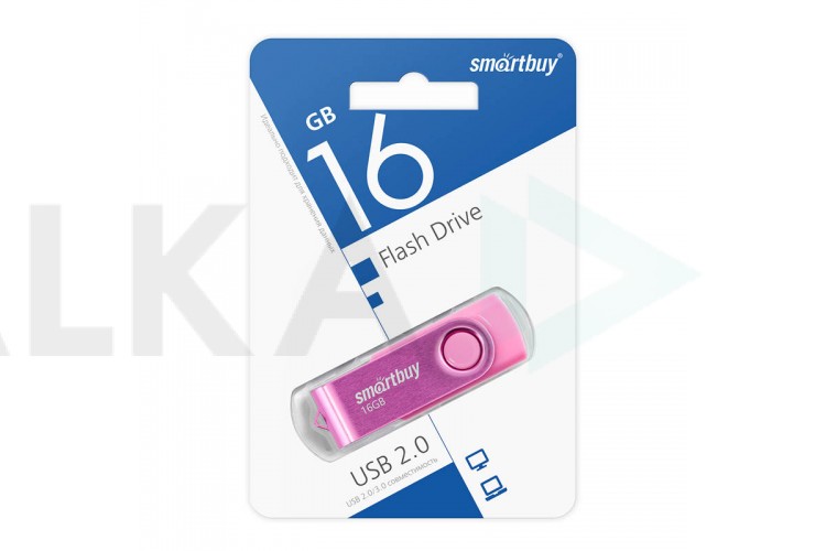 Флешка USB 2.0 SmartBuy Twist Pink 16GB (SB016GB2TWP)