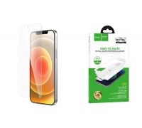 Защитное стекло дисплея iPhone 12/12 Pro (6.1) HOCO A22 Easy stick HD tempered film set (прозрачное с черной рамкой противоударное с оксидом алюминия)