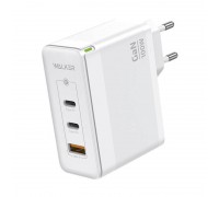 Сетевое зарядное устройство USB + 2 USB-C WALKER WH-47 GaN, 3.25А, 100Вт, быстрая зарядка QC 3.0+PD, белое