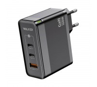 Сетевое зарядное устройство USB + 2 USB-C WALKER WH-47 GaN, 3.25А, 100Вт, быстрая зарядка QC 3.0+PD, черное