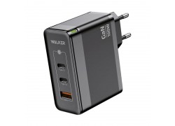 Сетевое зарядное устройство USB + 2 USB-C WALKER WH-47 GaN, 3.25А, 100Вт, быстрая зарядка QC 3.0+PD, черное