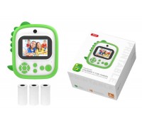 Детский фотоаппарат с печатью фото чб XO XJ05 front and rear dual camera silicone cover printing camera(Free 3 Rolls of Thermal Paper) Green