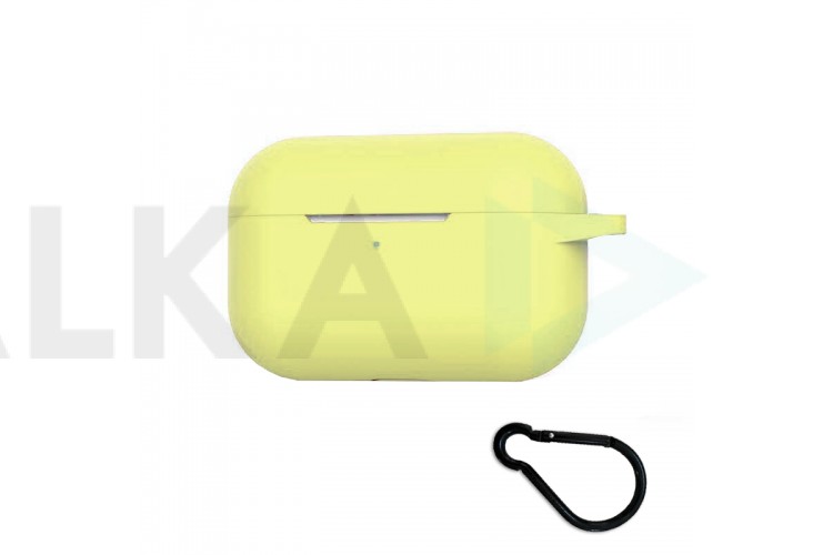 Чехол для наушников Soft-Touch AirPods PRO с логотипом карабином и нижней заглушкой (лимонад)