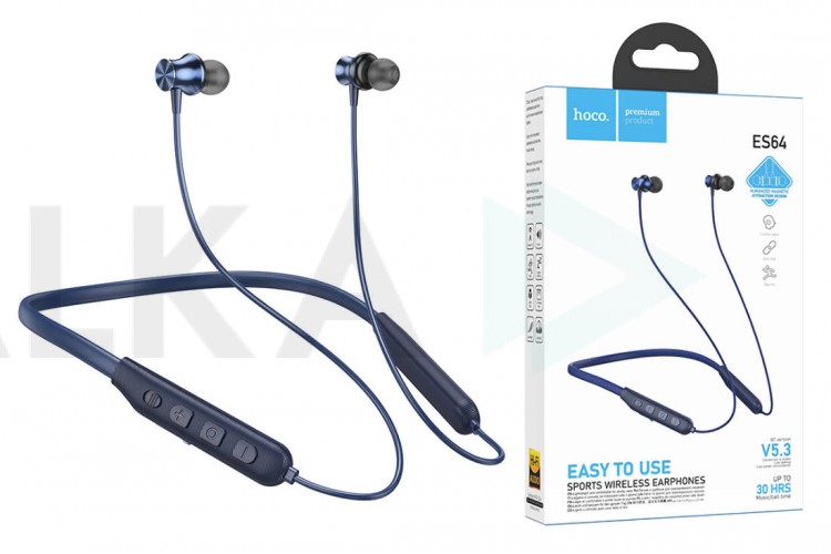 Наушники вакуумные беспроводные HOCO ES64 Easy Sound sports BT earphones headset Bluetooth (синий)