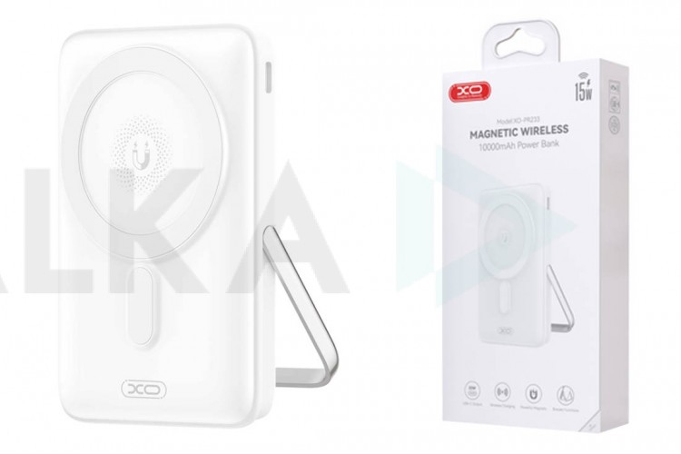 Универсальный дополнительный аккумулятор Power Bank XO PR233 15W Magnetic Wireless Charger + PD30W Fast Charging Mobile Power 10000mAh White