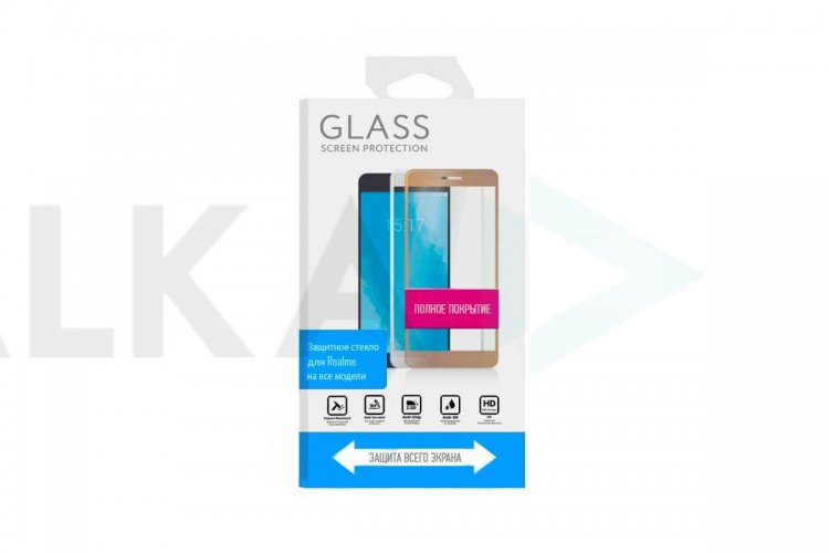 Защитное стекло дисплея Realme C2 с полным покрытием без упаковки (черный)