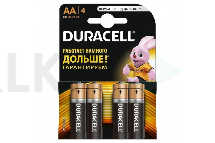 Батарейка алкалиновая Duracell LR06 AA BL4 (блистер 4 штуки)