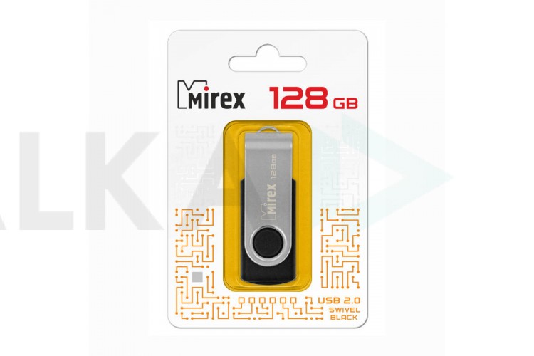 Флешка USB 2.0 Mirex SWIVEL BLACK 128Gb (ecopack)