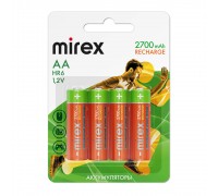 Аккумулятор Ni-MH Mirex HR6 / AA 2700mAh 1,2V цена за 4 шт (4/40/200), блистер (23702-HR6-27-E4)