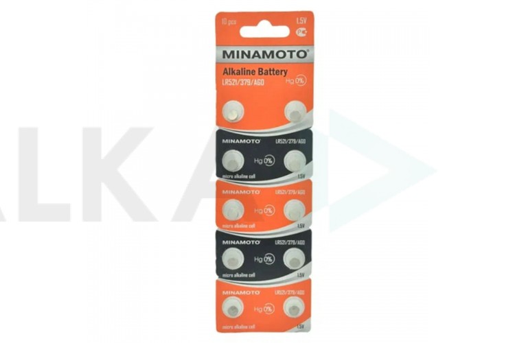 Батарейка часовая MINAMOTO AG0 LR521/10BL (цена за блистер 10 шт)