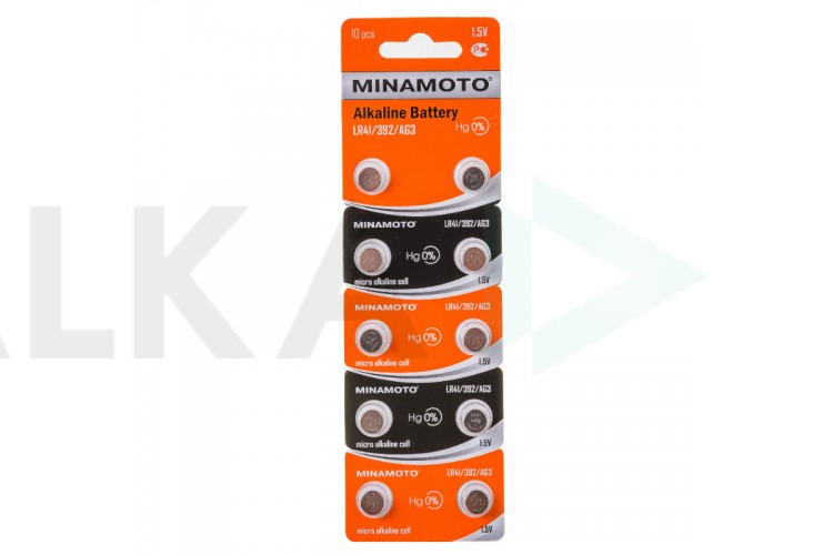 Батарейка часовая MINAMOTO AG3 LR41/10BL (цена за блистер 10 шт)