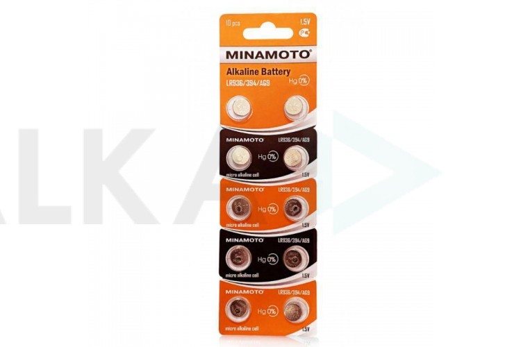 Батарейка часовая MINAMOTO AG9 LR936/10BL (цена за блистер 10 шт)