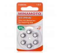 Батарейка часовая для слуховых аппаратов MINAMOTO ZA13/6BL A13 PR48